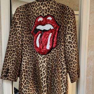 Leopard Laser with the Rolling Stones sequin tongue and back of blazer